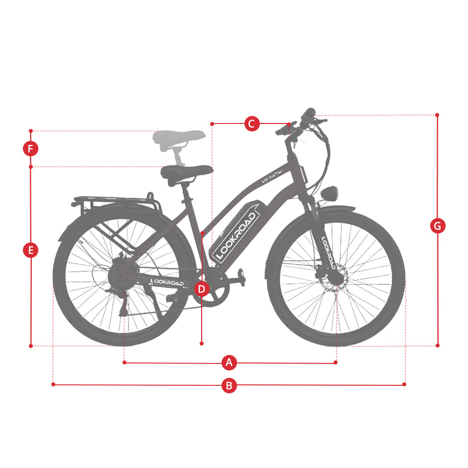 L28 Electric Bike Ash Gray — Basic geometry
